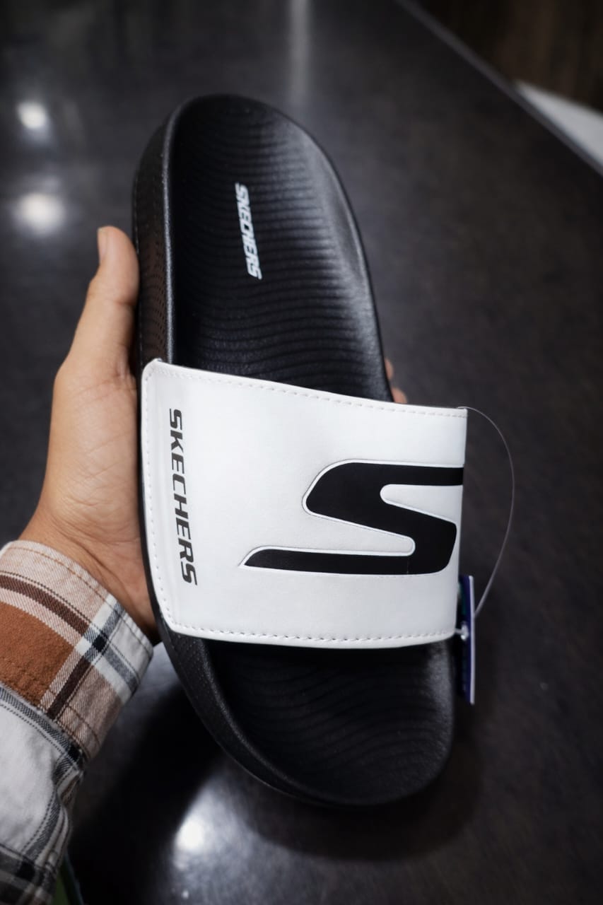 Skechers Black White Comfort Flip Flops