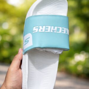 Skechers Comfort Slides Blue White – Premium Comfort Slides (Blue/White)
